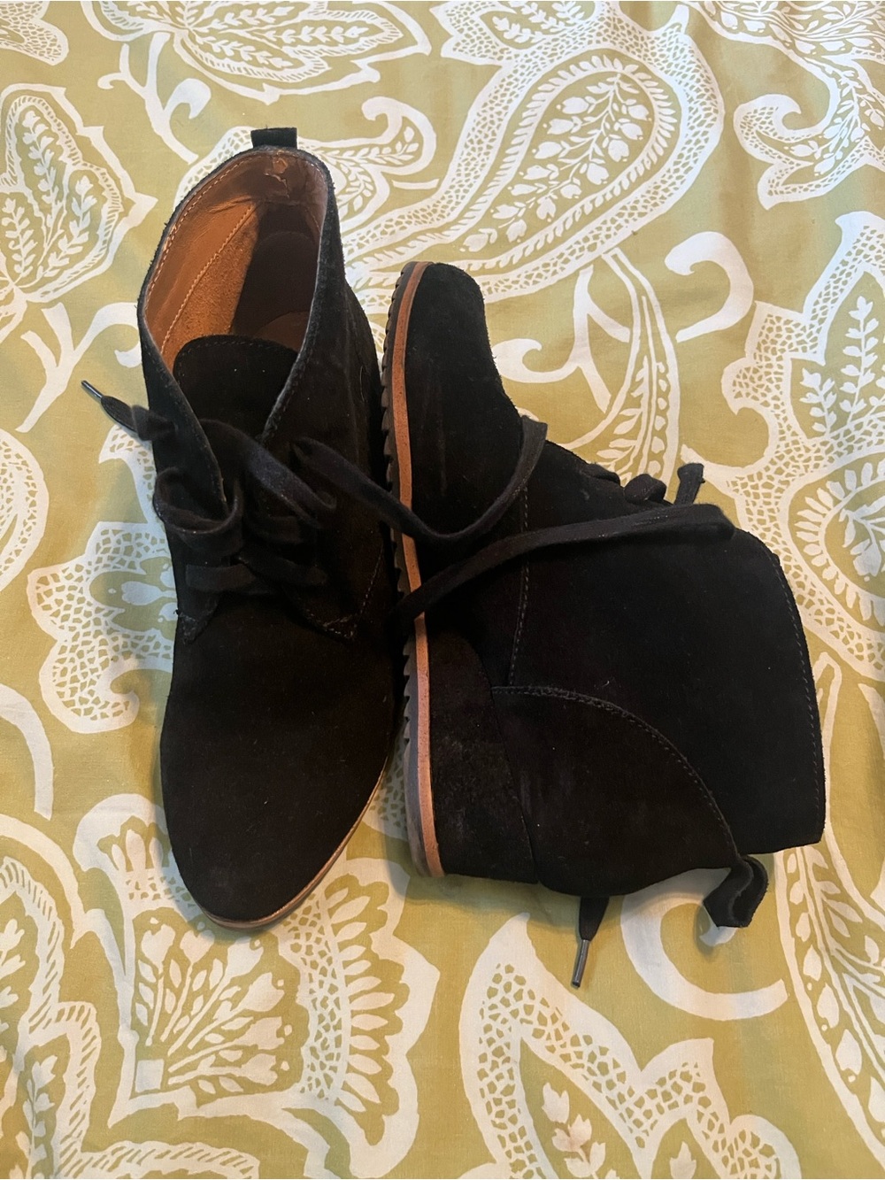 Susina Black Suede Lace-Up Ankle Booties
